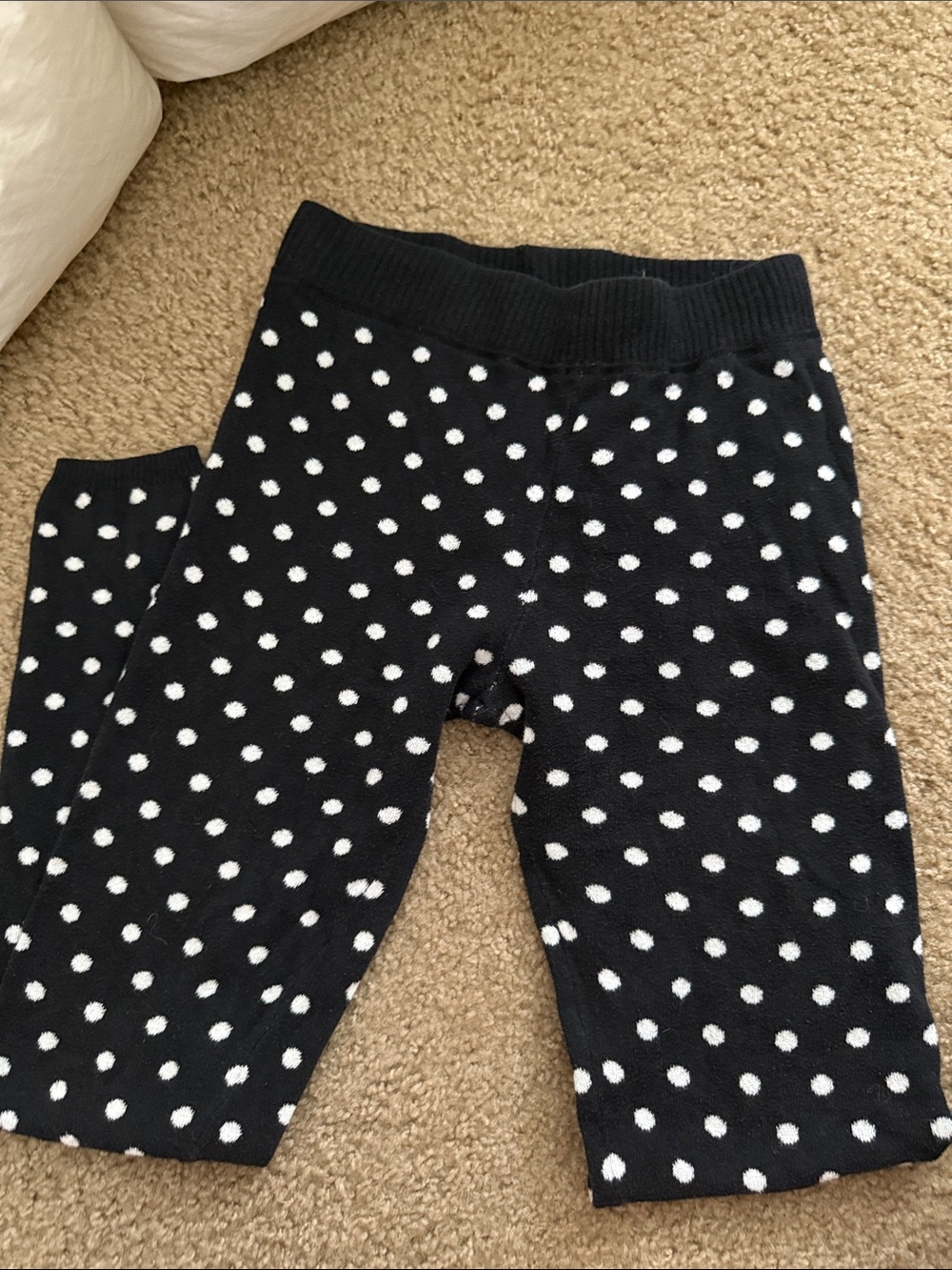 SO Cotton Black Leggings with White Polka Dots